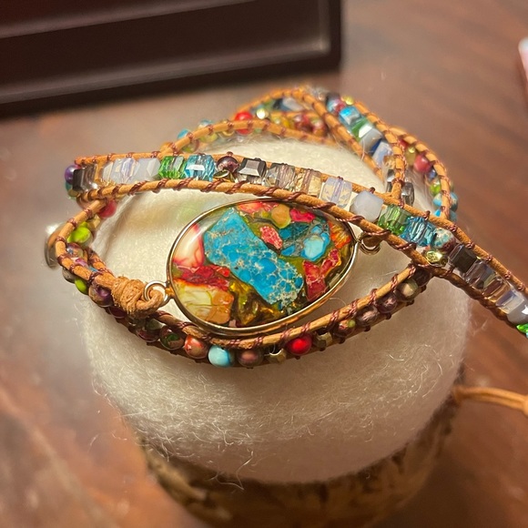ZOSOJONA Jewelry - Wrap bracelet with multi colored stone.